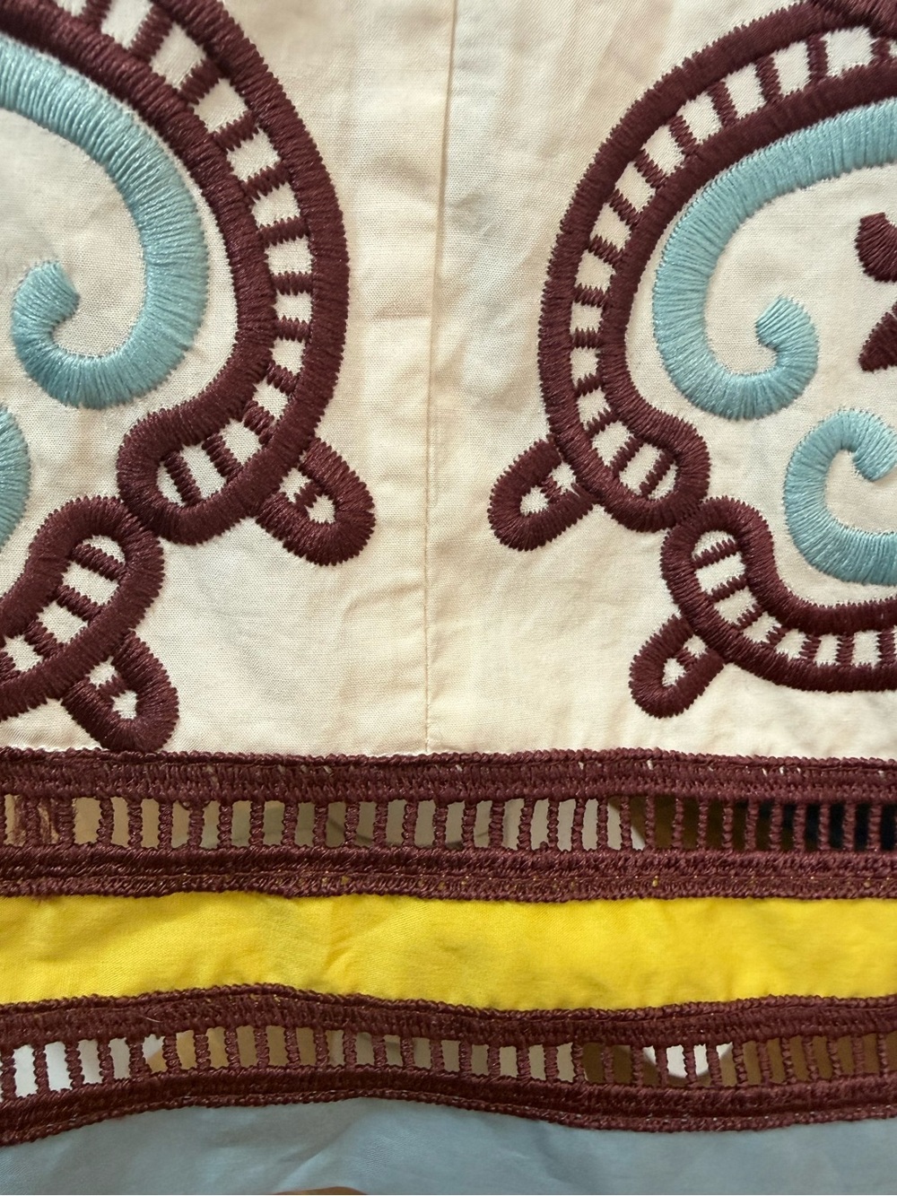 Tuckernuck Citron and Slate Blue Embroidered Leighton Cotton Dress Sz M - Picture 10 of 14